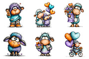 Funny Valentine Sheep Clipart, an Illustration by SinaCreation (Thumbnail 4 of 11)