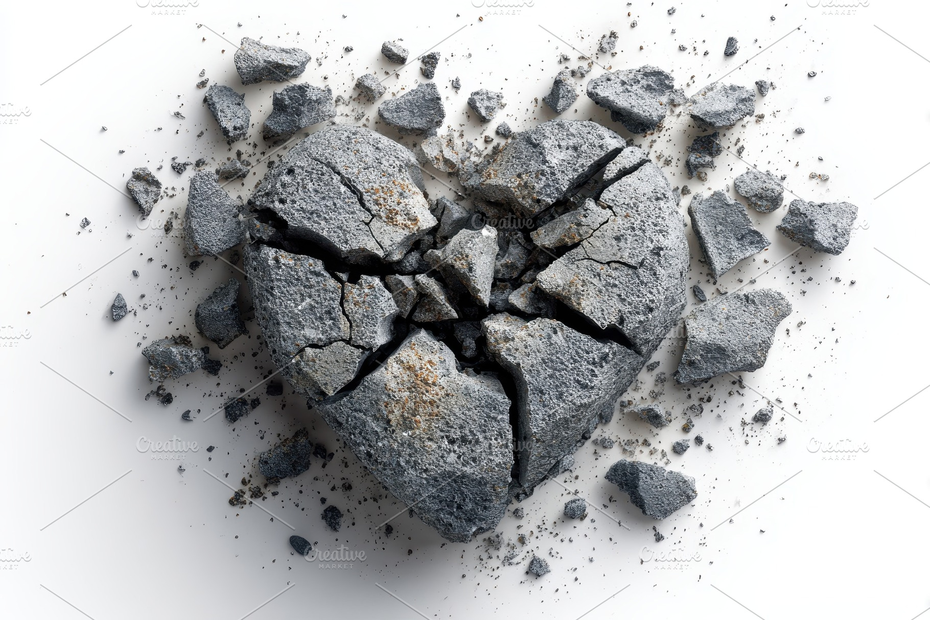 Shattered Stone Heart Broken Pieces, a Photo by Pixeness Studio