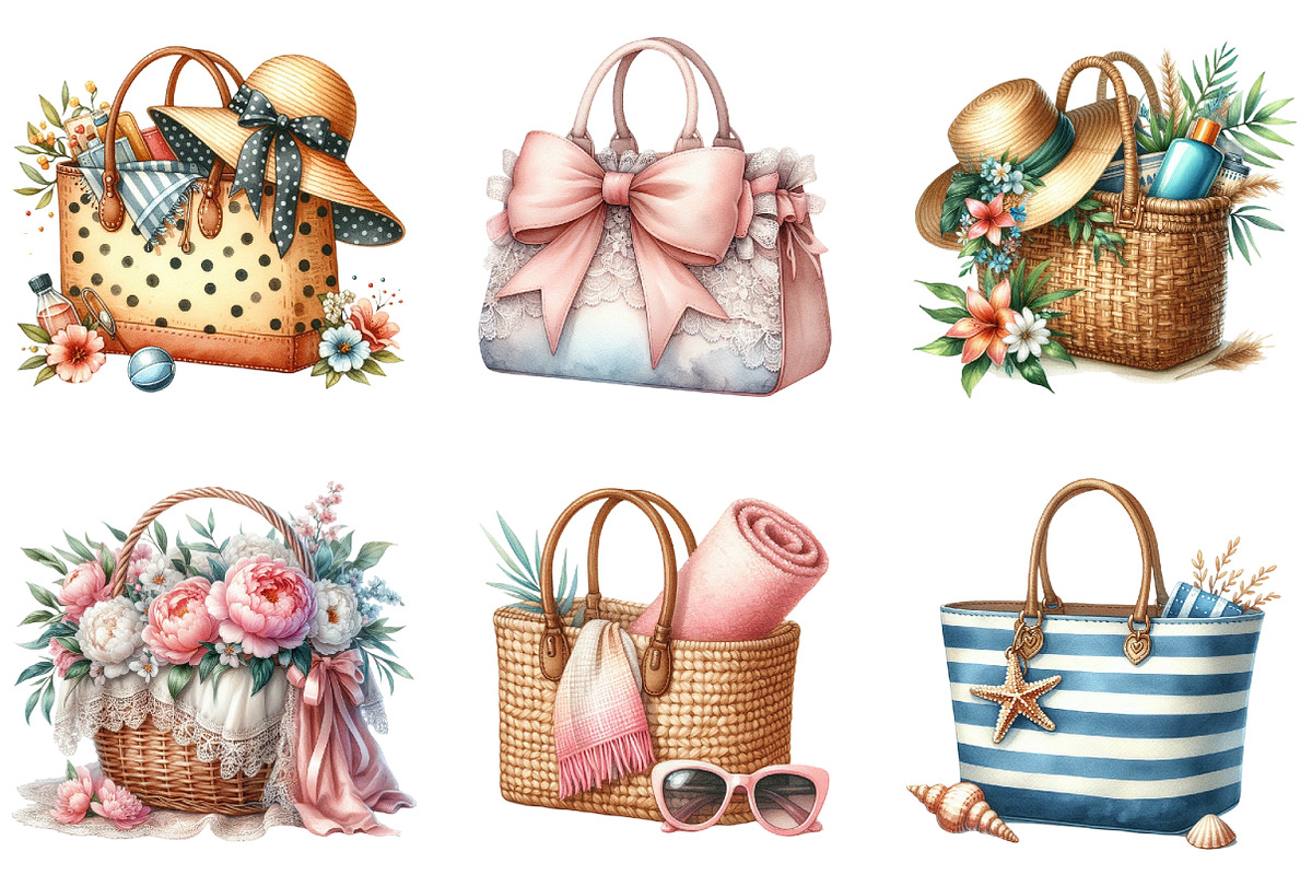 Summer Beach Bag Clipart Bundle, a Seasonal Illustration by DreamArtGraphic (Photo 4 of 4)
