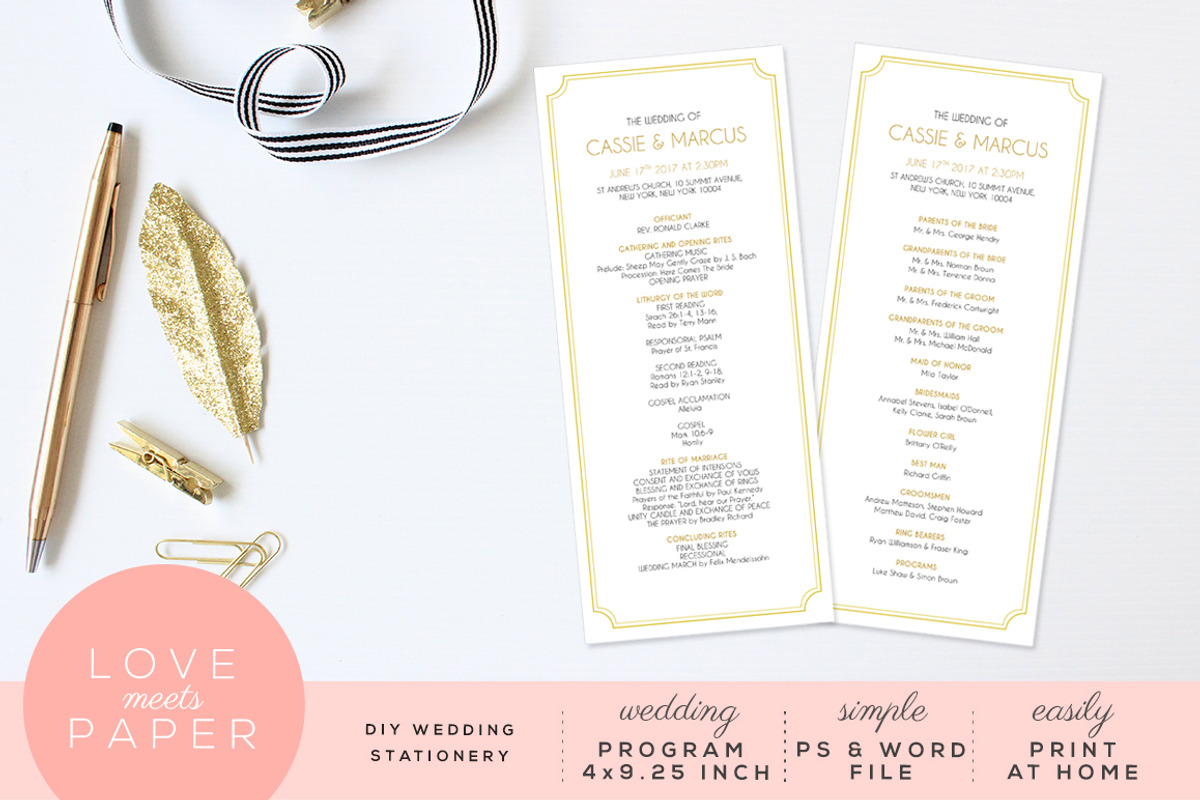 Wedding Program Template P1001, a Stationery Template by Love Meets Paper (Photo 1 of 2)