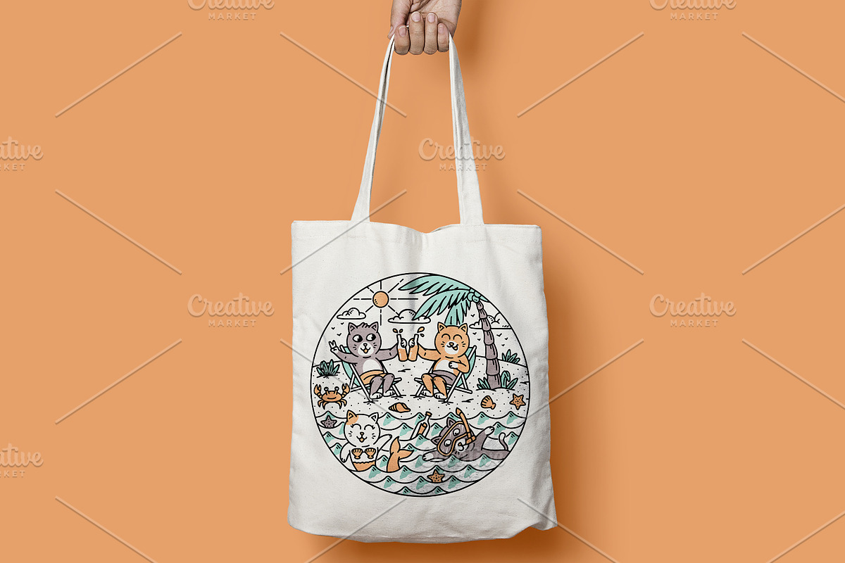 A group of cats on the beach, an Animal Illustration by gunaonedesign (Photo 4 of 4)