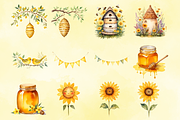 Watercolour Honey Bee Clipart, a Decorative Illustration by Coralcreations (Thumbnail 5 of 6)