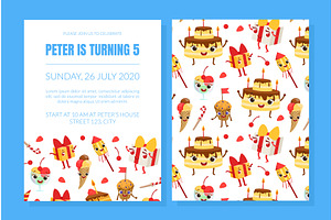 Birthday Party Invitation Card, an Illustration by TopVectors
