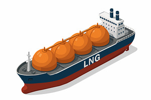 Isometric LNG Tanker Ship, an Illustration by AlexArt
