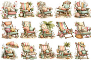 Whimsical Summer Beach Chair Clipart, an Illustration by OK Design (Thumbnail 3 of 6)