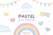 Pastel Rainbow Clipart, a Decorative Illustration by Articlips (Thumbnail 1 of 3)