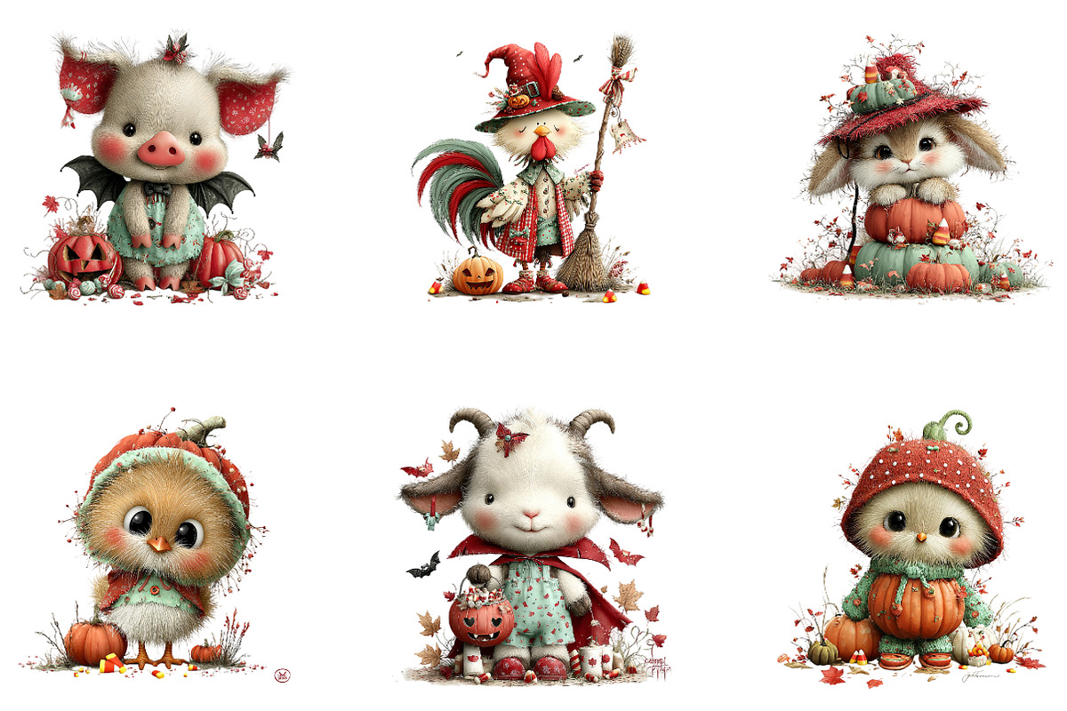 Quirky Halloween Farm Animals, a Seasonal Illustration by CreationArt (Photo 2 of 5)