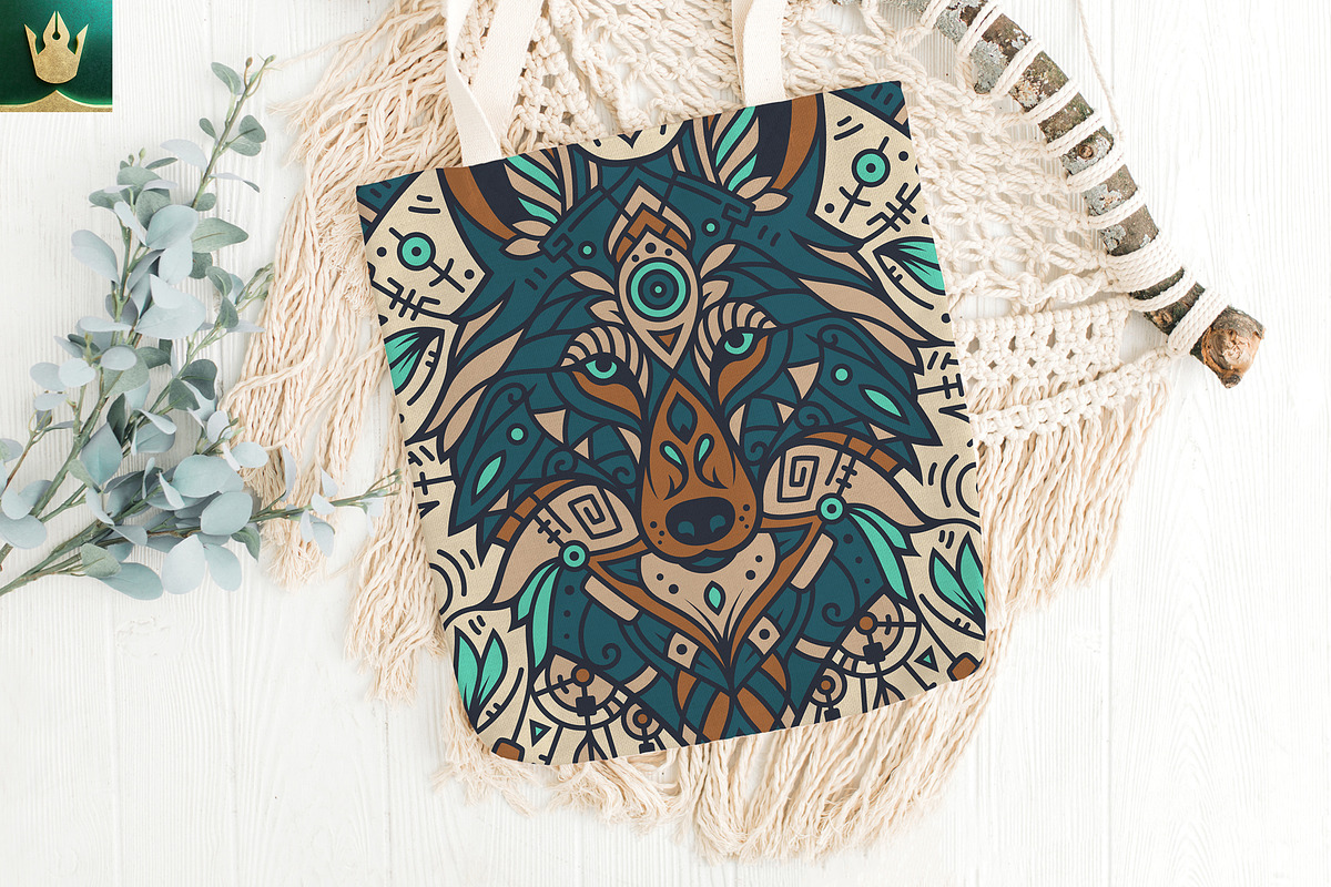 Mandala V1 | Tribal Wolf Art, an Animal Illustration by pixaroma (Photo 10 of 10)