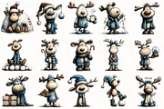 Whimsical Christmas Blue Reindeer, an Illustration by OK Design (Thumbnail 3 of 6)