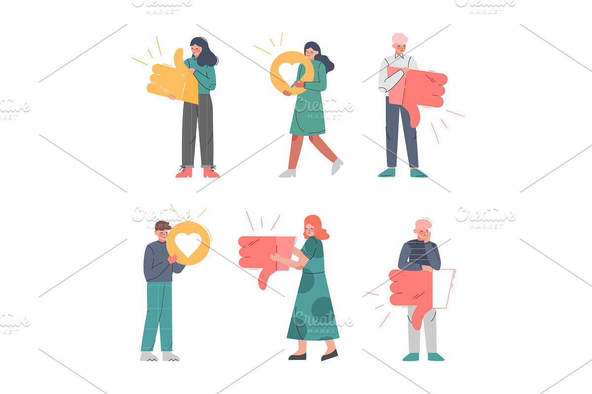 People Characters Holding Like, a Person Illustration by TopVectors