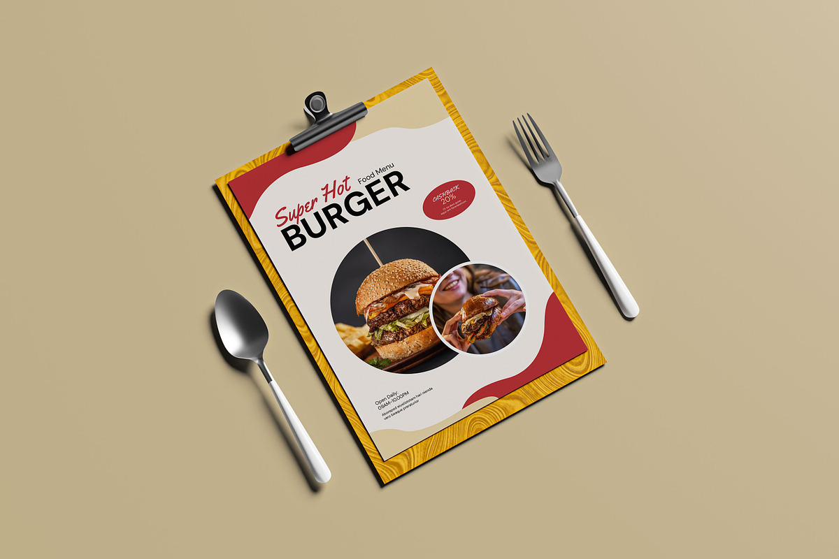 Super Hot Burger Template, a Stationery Template by Creatiya Type (Photo 2 of 5)
