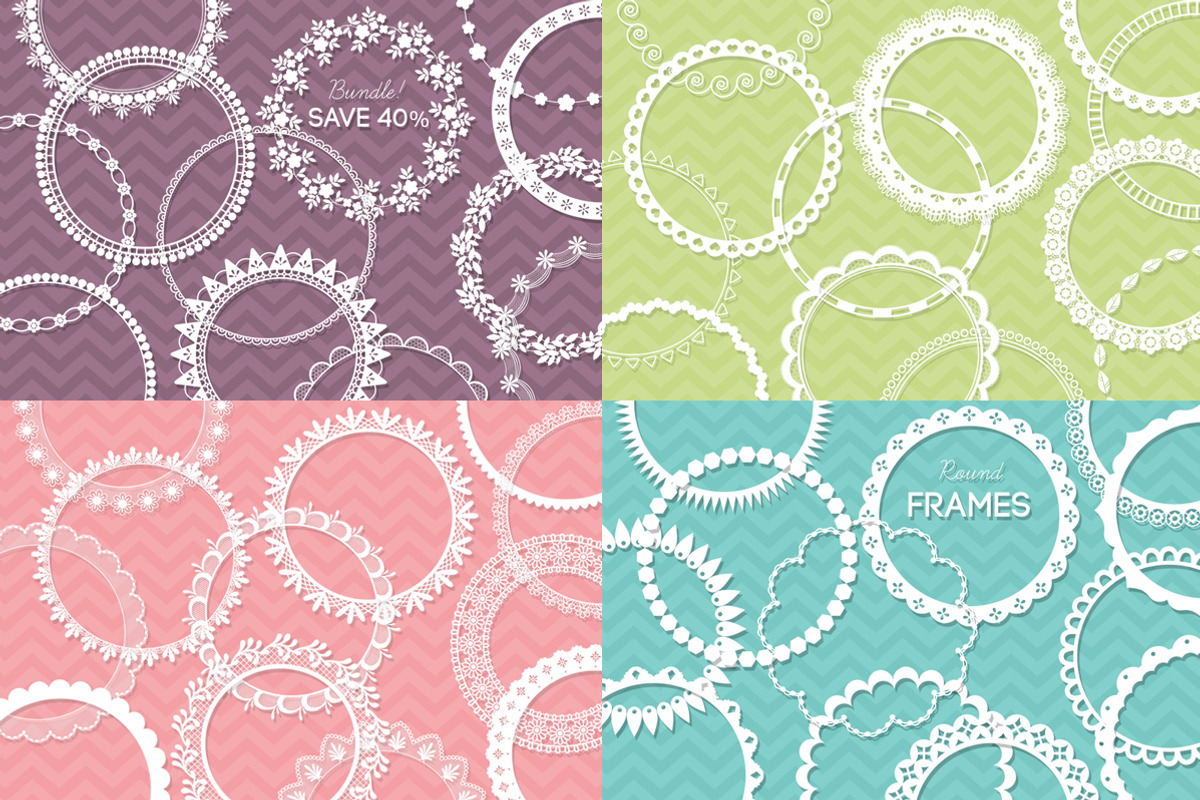 48 Round Lace Frames Bundle Save 40%, a Decorative Illustration by AzmariDigitals (Photo 1 of 5)