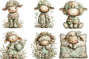 Whimsical Spring Sheep Clipart, an Illustration by Designking (Thumbnail 2 of 5)