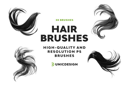 Hair Photoshop Brushes, a Brush Add-On by UnicDesign