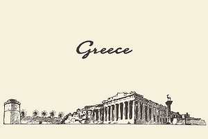 Hand Drawn Greece Skyline