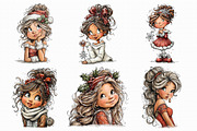 Quirky Girl Clipart Christmas Clipar, an Illustration by Libby Wishes (Thumbnail 2 of 8)