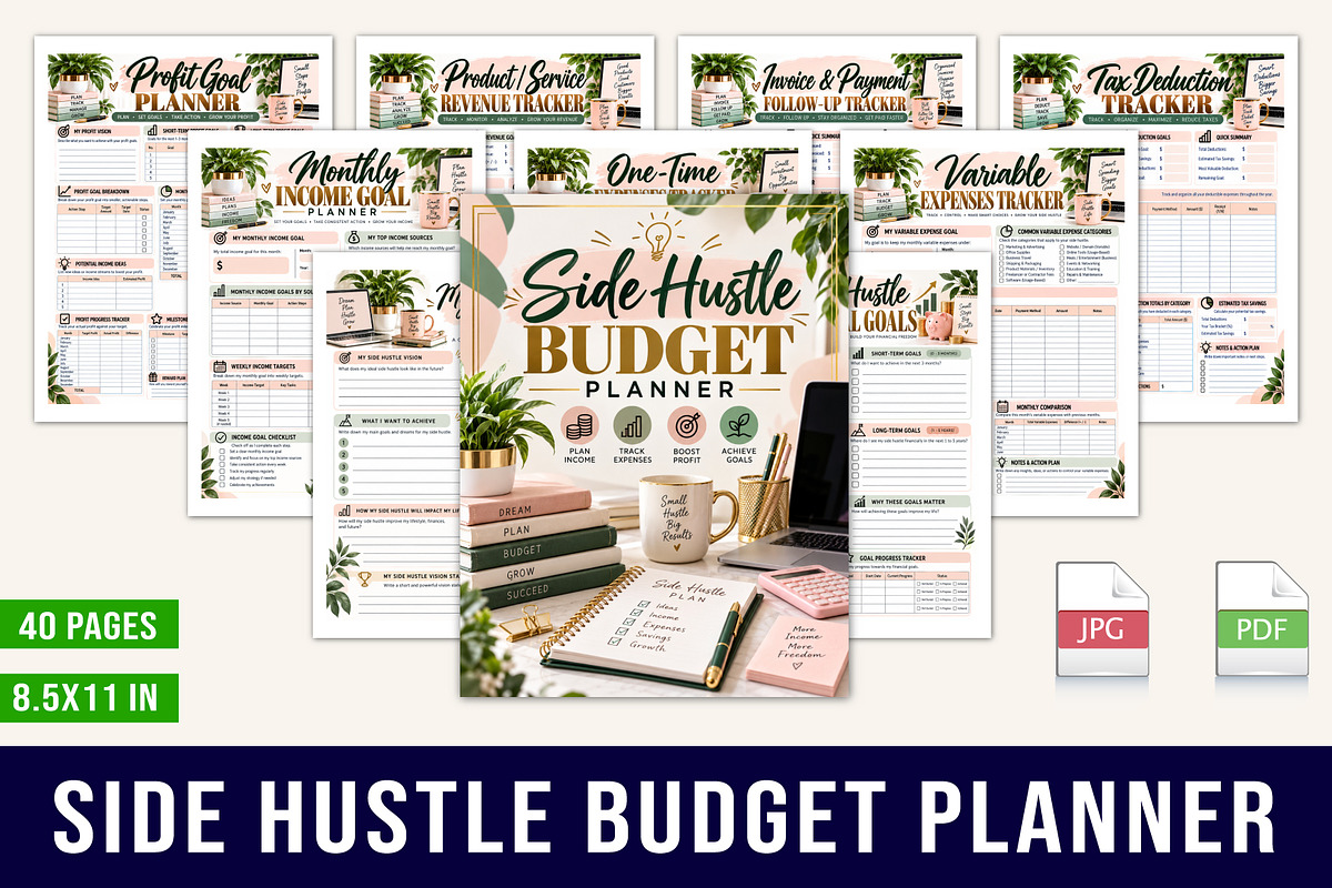 Side Hustle Budget Planner, a Stationery Template by Designmela01 (Photo 1 of 5)