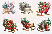 Christmas Sleigh Sublimation Clipart, an Illustration by CreationArt (Thumbnail 2 of 6)