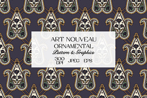 Art Nouveau Ornamental Pattern, a Pattern Graphic by StudioGlouna