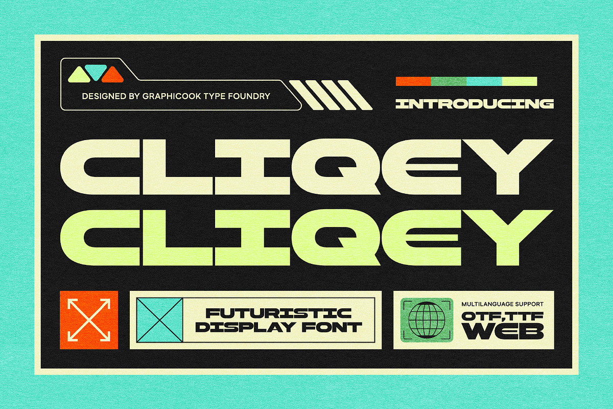Cliqey, a Sans Serif Font by graphicook (Photo 1 of 10)