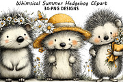 Whimsical Summer Hedgehog Clipart, an Illustration by Daily.Designs (Thumbnail 1 of 8)