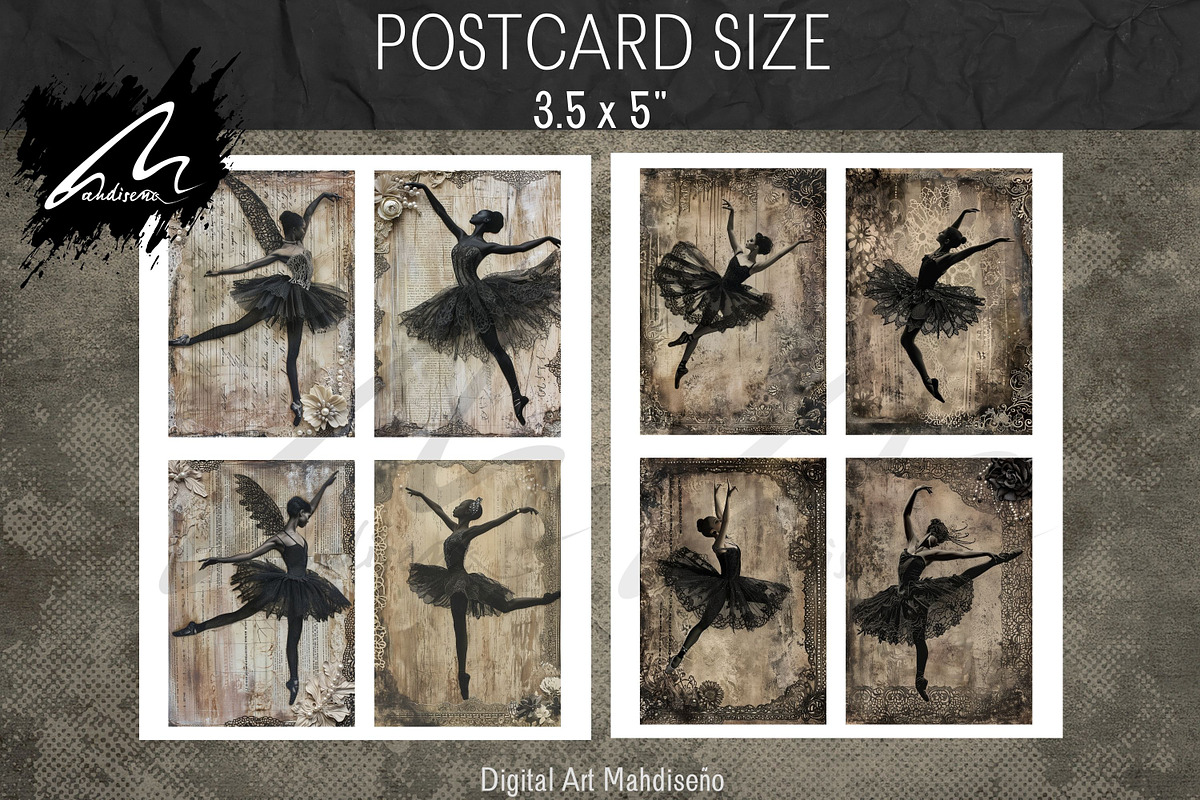 Shabby Chic Gothic Ballerina Figures, a Person Illustration by Digital Art Mahdiseño (Photo 8 of 9)