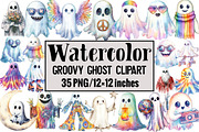 Groovy Ghost Clipart, an Illustration by Design Market (Thumbnail 1 of 3)