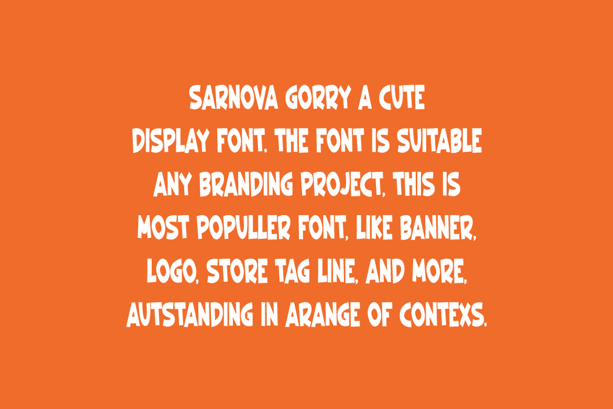Sarnova Gorry - Cute Font, a Sans Serif Font by Iqsiart Studio (Photo 2 of 6)