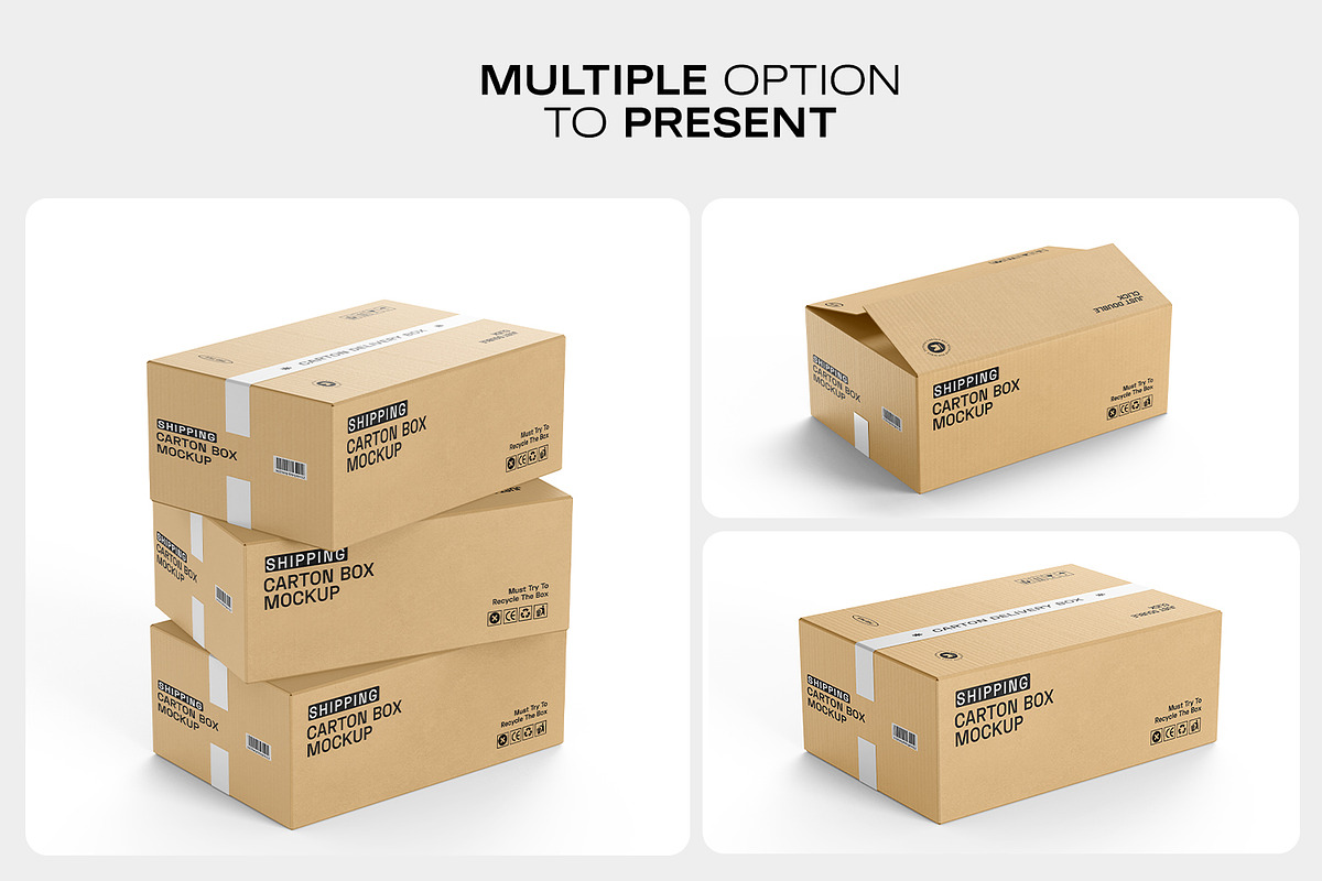 Cardboard Box with Tape Mockup, a Packaging Mockup by RamStudio2 (Photo 12 of 16)