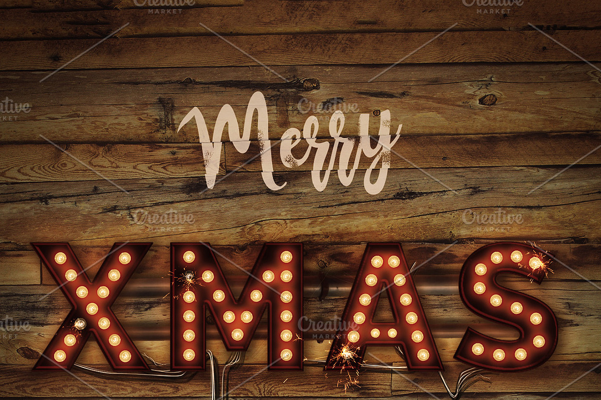 LightBulb Merry Christmas Signs, an Illustration by Solid Pixel (Photo 15 of 15)