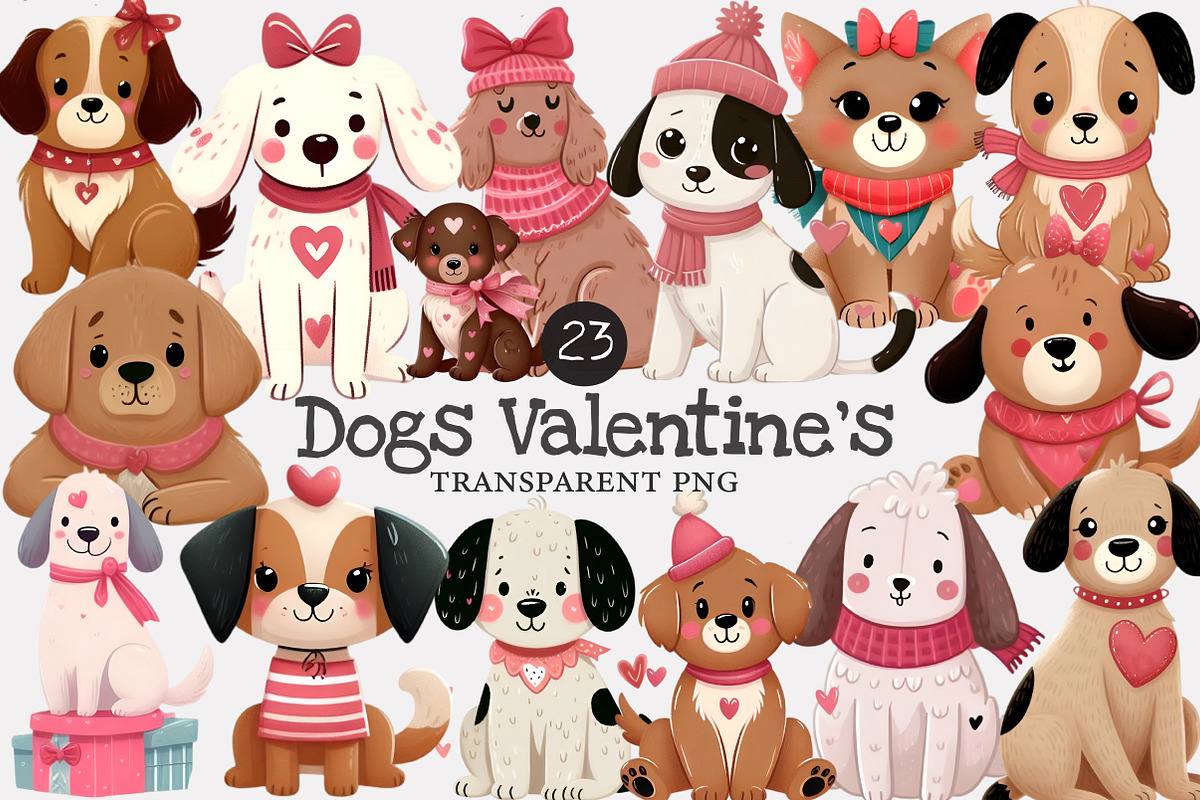 Whimsical Dogs Valentine's Day Clipa, an Illustration by Designworld (Photo 1 of 5)