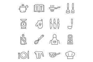 Cooking line icon set, an Outline Icon by ElineDesign