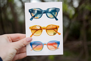 Sunglasses Watercolor Clipart. AI