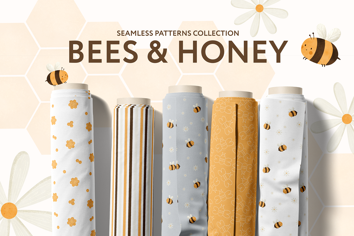 Cute Patterns For Kids With Bees, a Pattern Graphic by vatrushkaprint_store (Photo 1 of 5)