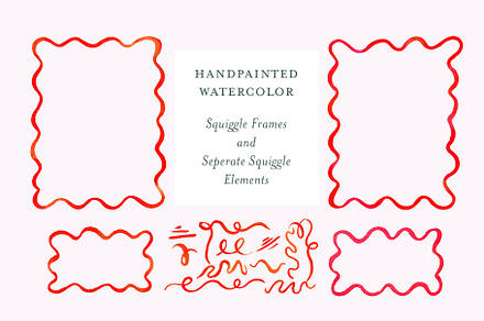 Bright Red Squiggle Frames Elements, a Decorative Illustration by Lavender And Sea