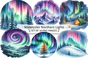 Watercolor Northern Lights Clipart, an Illustration by DreamPrint404 (Thumbnail 1 of 6)