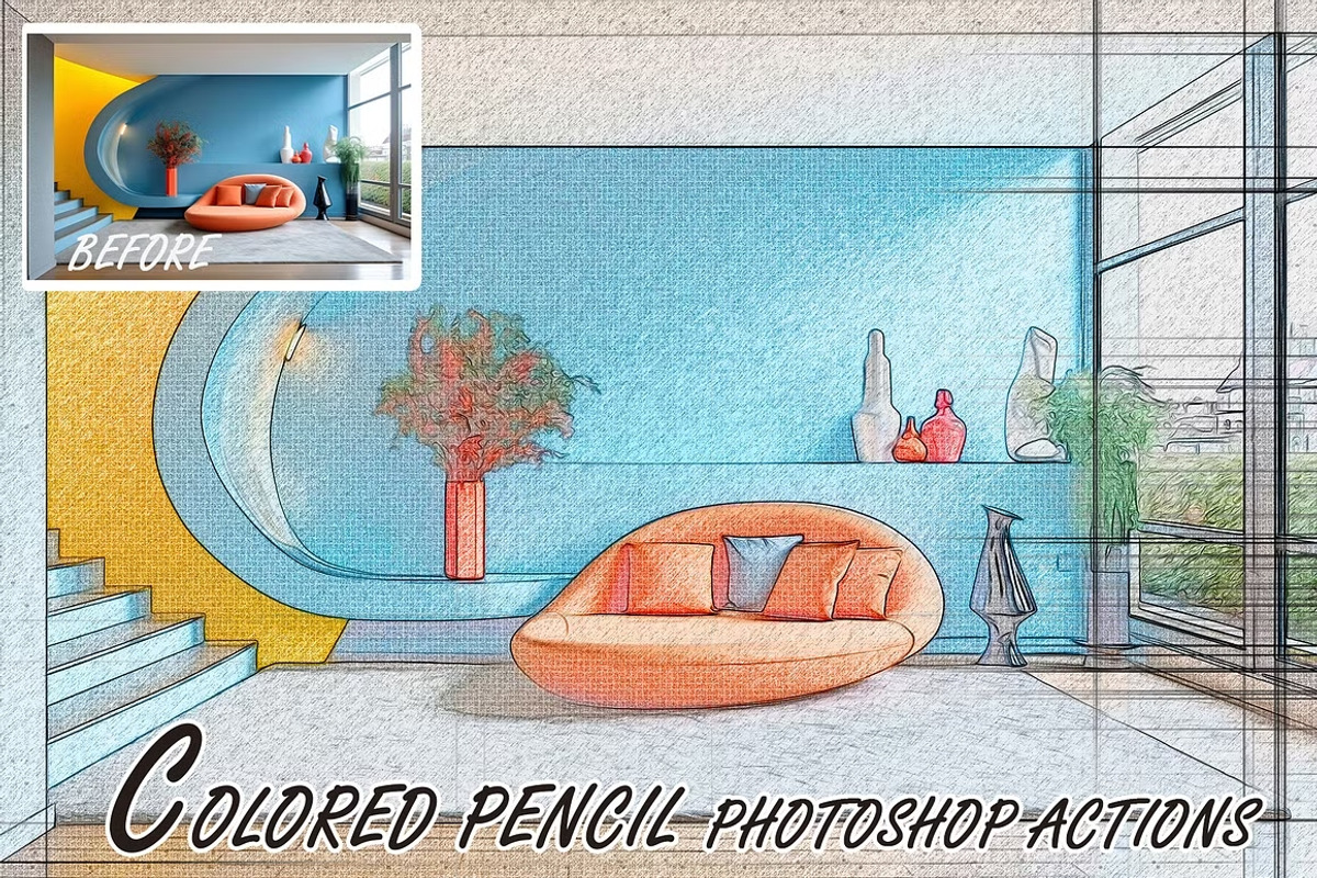 3 in 1 Colored Pencil Photo Effects, an Action Add-On by 3d_model_tifotizi (Photo 4 of 7)