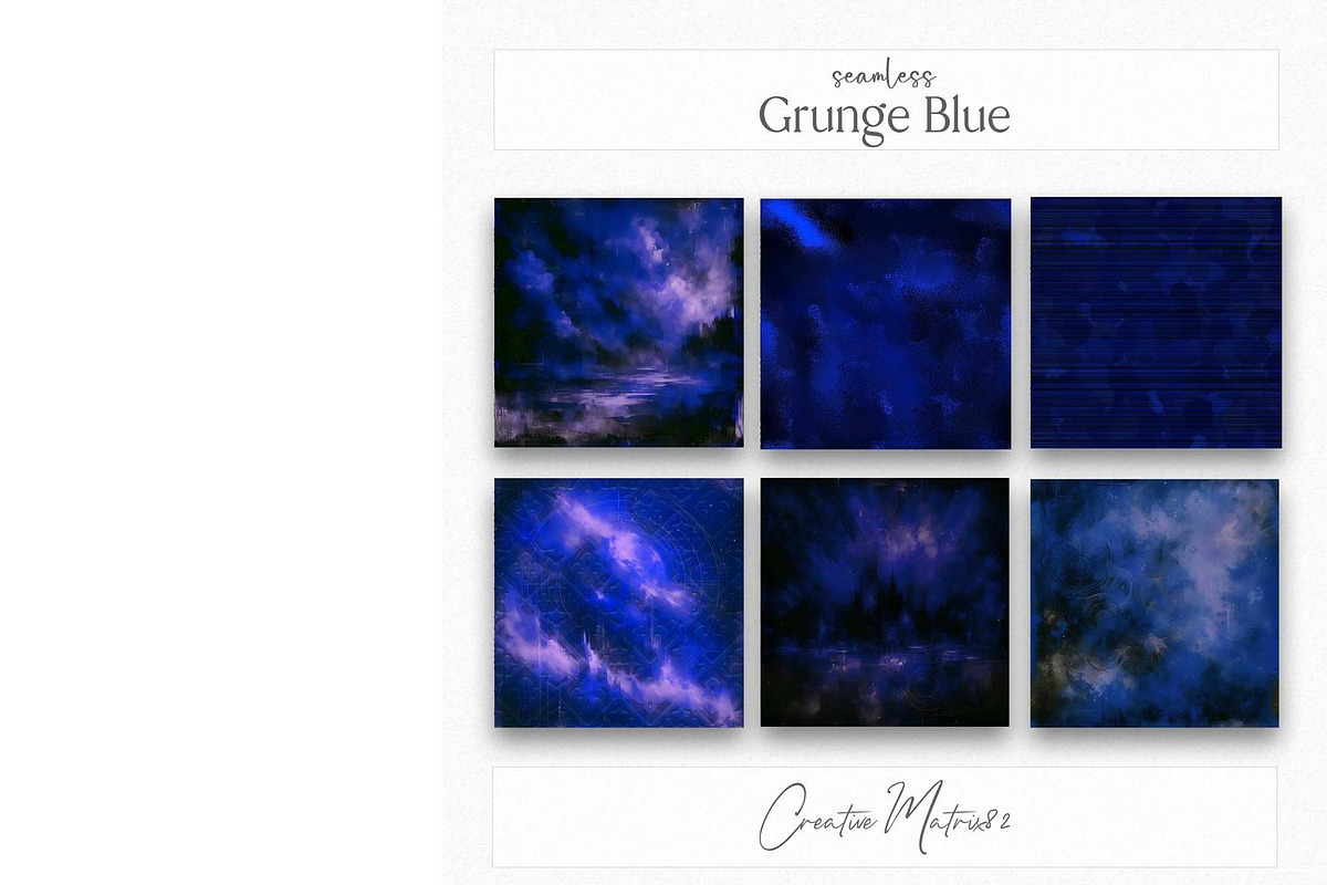 Grunge Royal Blue Seamless Patterns, a Texture Graphic by Creative Matrix82 (Photo 4 of 5)