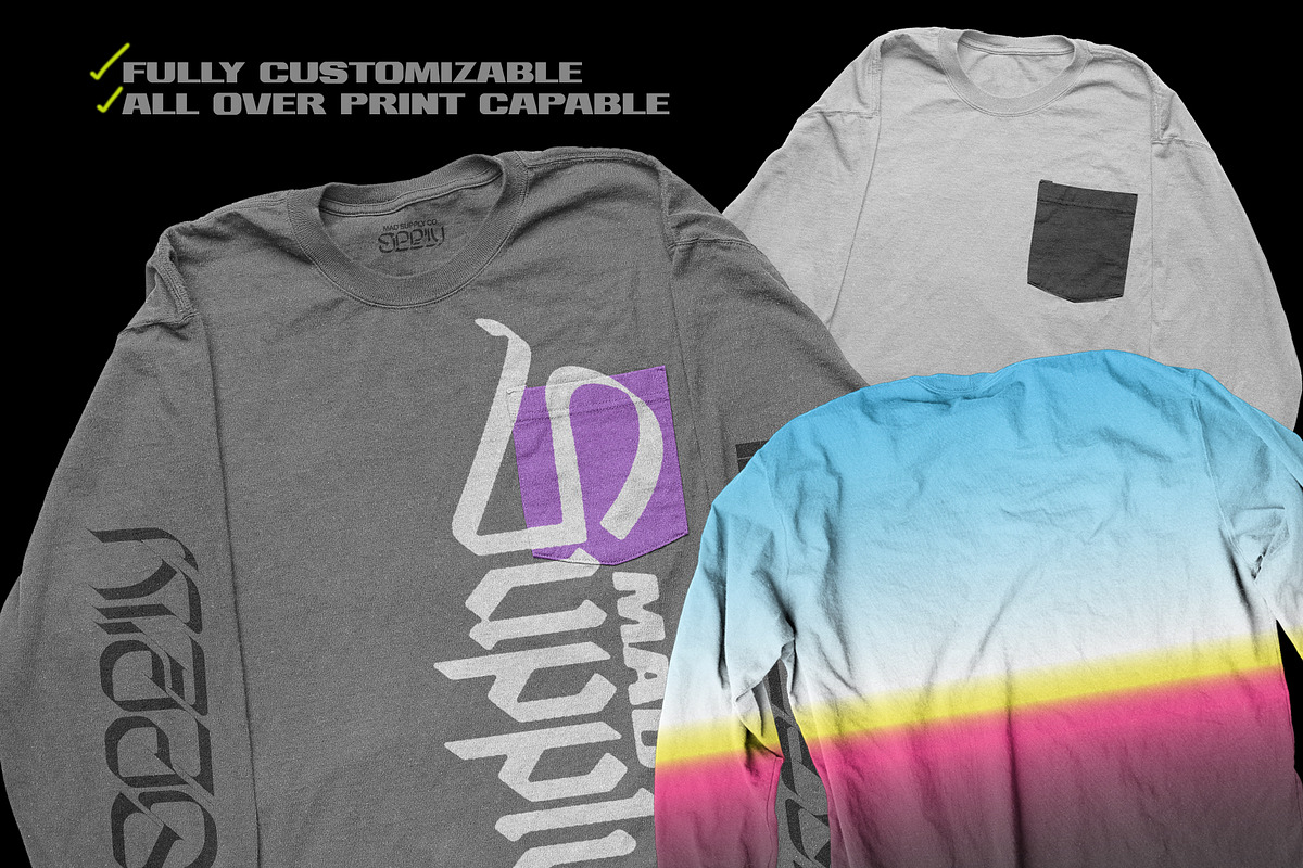 Worn Long Sleeve Pocket Tee Mockup, a Shirt Mockup by Mad Supply (Photo 4 of 7)
