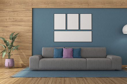 Modern living room with large sofa, an Architecture Photo by Archideaphoto