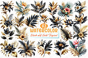 Black and Gold Tropical Clipart, a Graphic by designcity5 (Thumbnail 1 of 5)