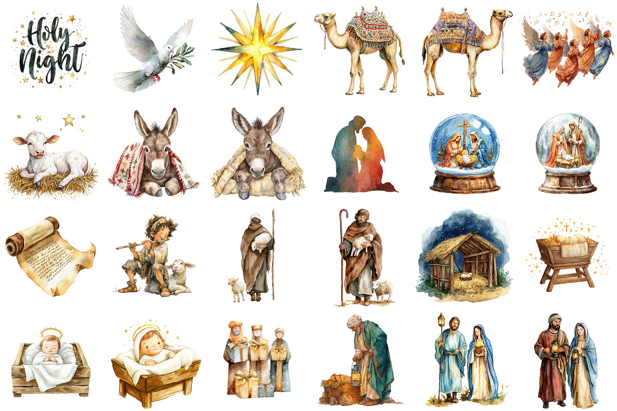 Christmas Nativity Watercolor Clipar, an Illustration by Sublimation Artist (Photo 2 of 6)