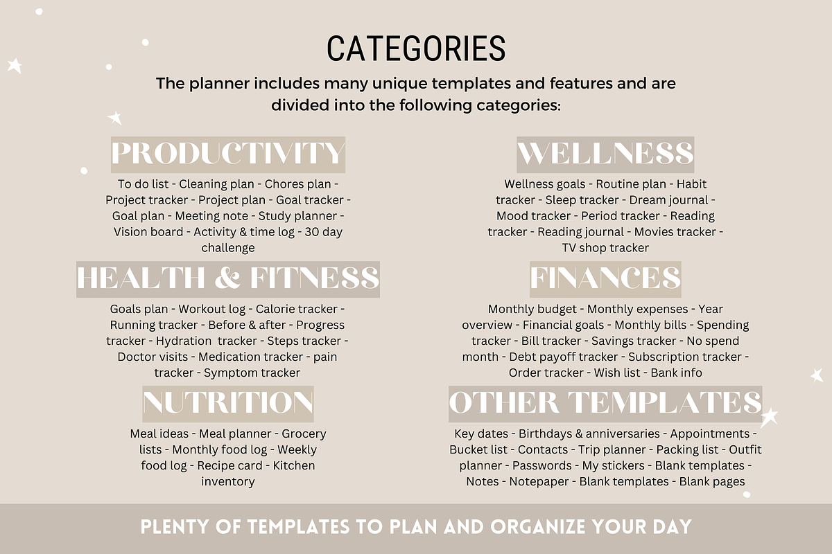 Cute Digital Life Planner 750+ pages, a Templates & Theme by SunshineStudioBoutique (Photo 4 of 9)