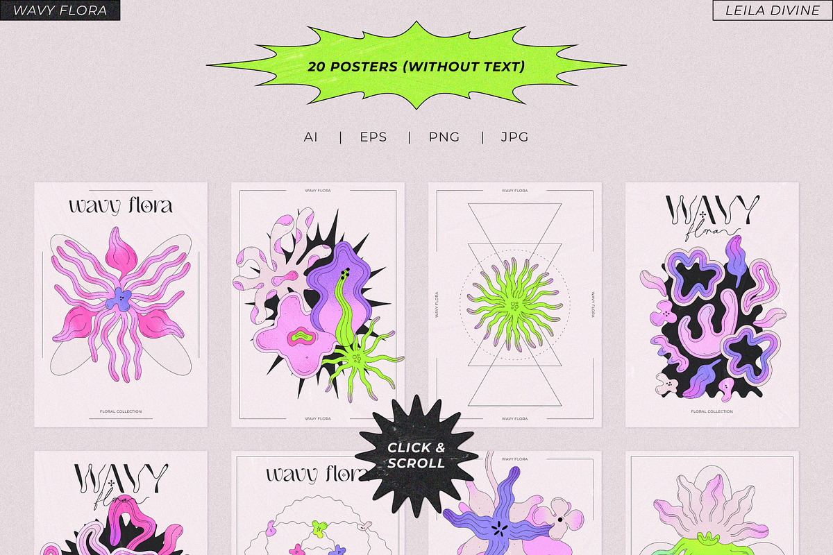 Wavy Flora - Flowers and Shapes, a Decorative Illustration by Leila Divine (Photo 9 of 15)