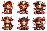 Valentine’s Day Highland Cow Clipart, an Illustration by Dream Creation (Thumbnail 6 of 8)
