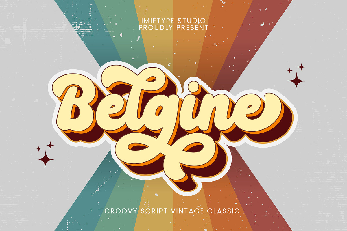 Belgine – Groovy Script Font, a Script Font by Imiftype Studio (Photo 1 of 10)