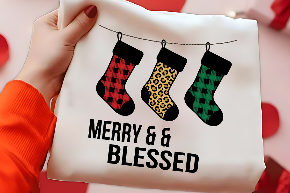 Merry And Blessed Stockings PNG, a Seasonal Illustration by CrexoraLab (Photo 2 of 4)