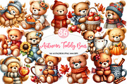 Autumn Teddy Bear Clipart, an Illustration by Watercolor design (Thumbnail 1 of 4)