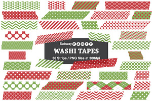 Xmas Red and Green Washi Tape Strips