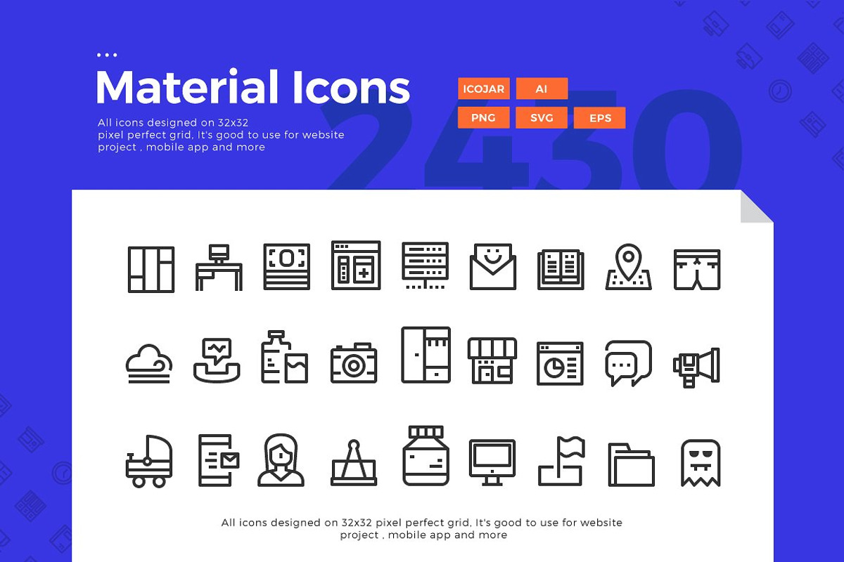 2430 Material Icons, an Outline Icon by Illustrato (Photo 2 of 10)